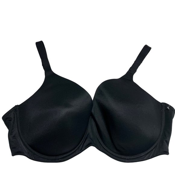 DREAMFIT Women Plus Size Full Coverage Bra Size 44DD Black Underwire Plunge - Picture 1 of 9